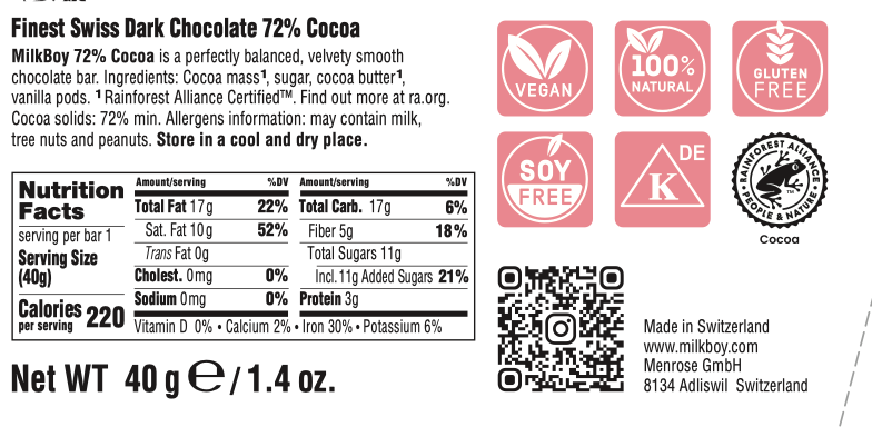 Finest 72% Cocoa Snack Size Bars 1.4oz