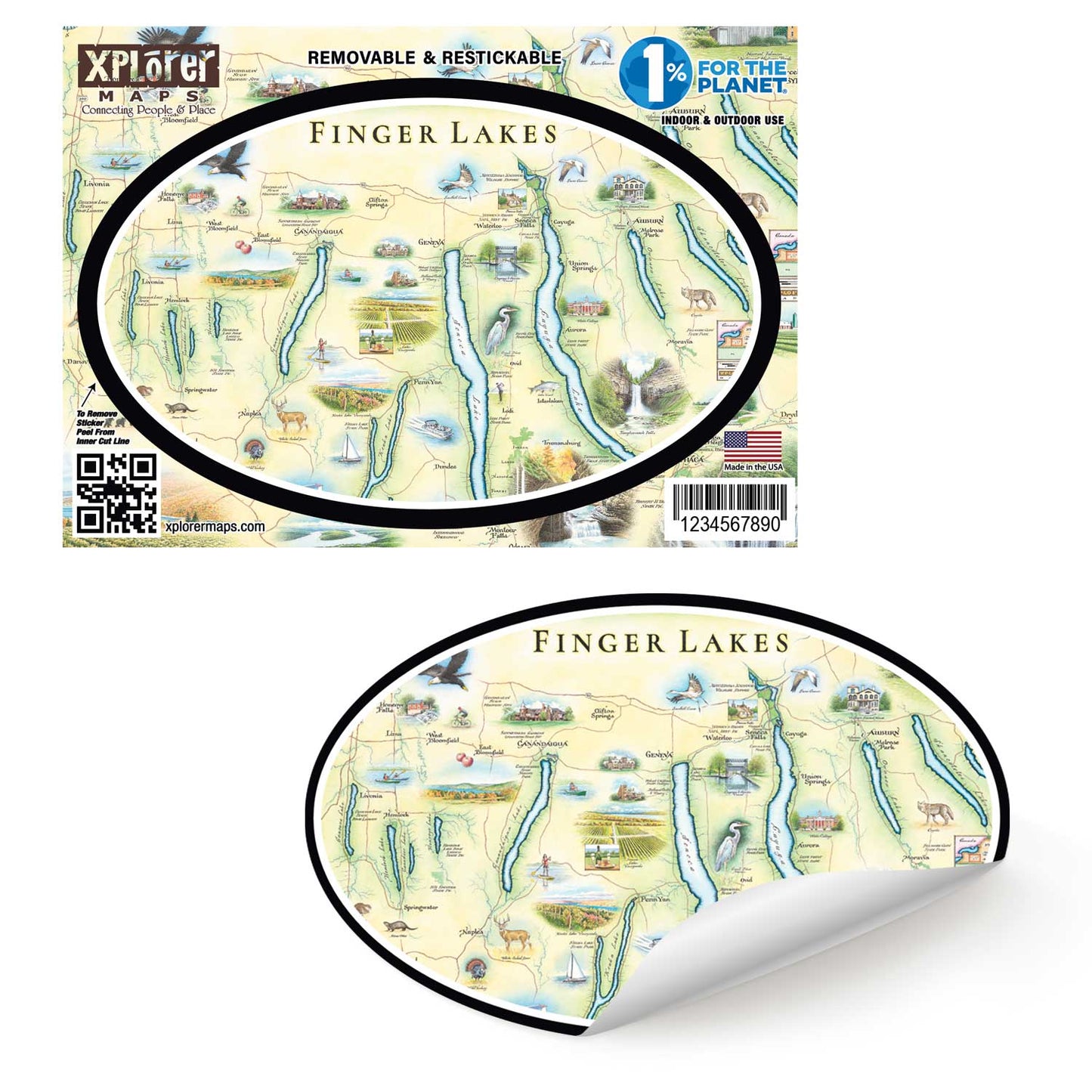 Finger Lakes, New York Map Sticker