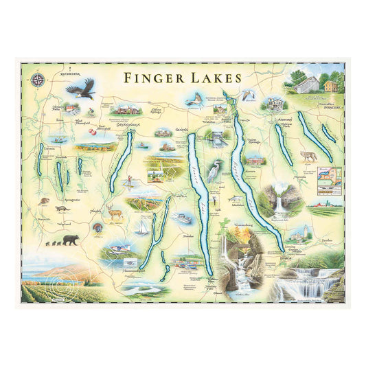 Finger Lakes, New York Hand-Drawn Map