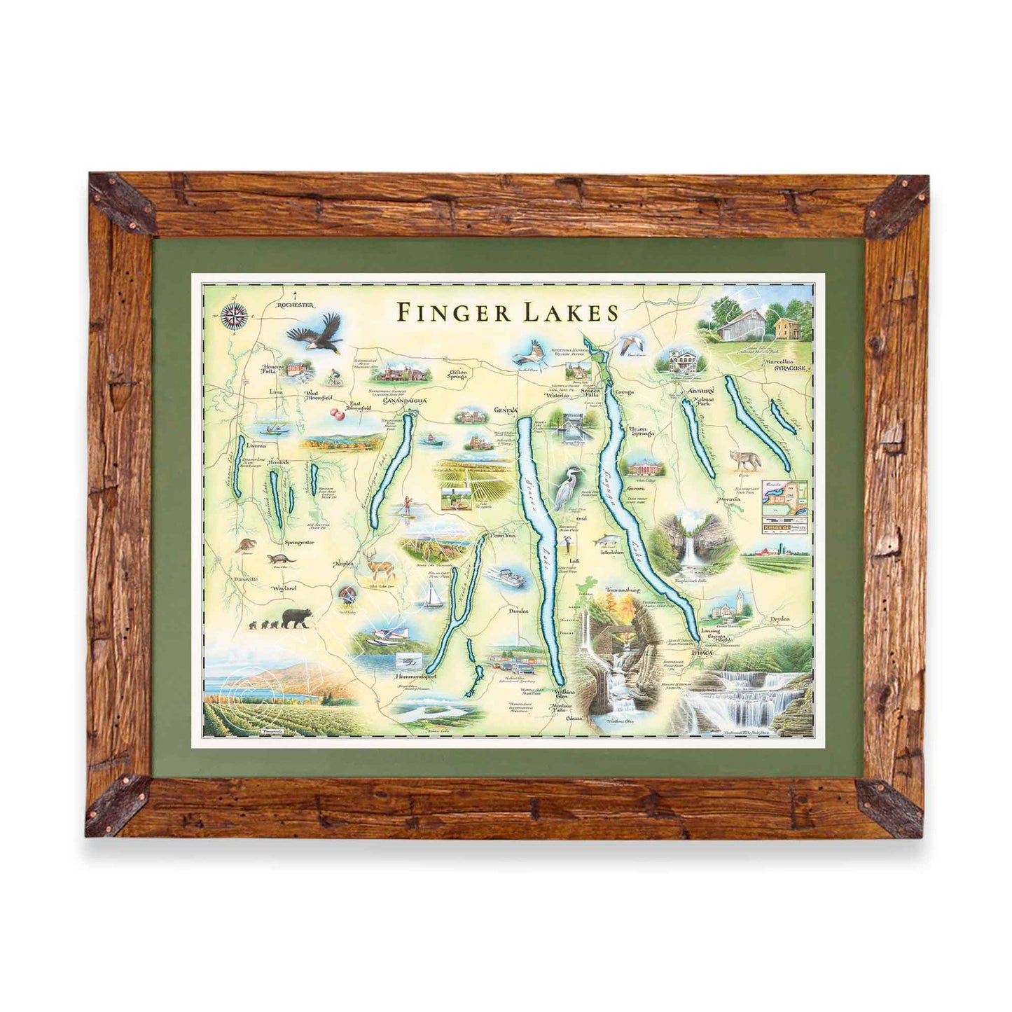 Finger Lakes, New York Hand-Drawn Map