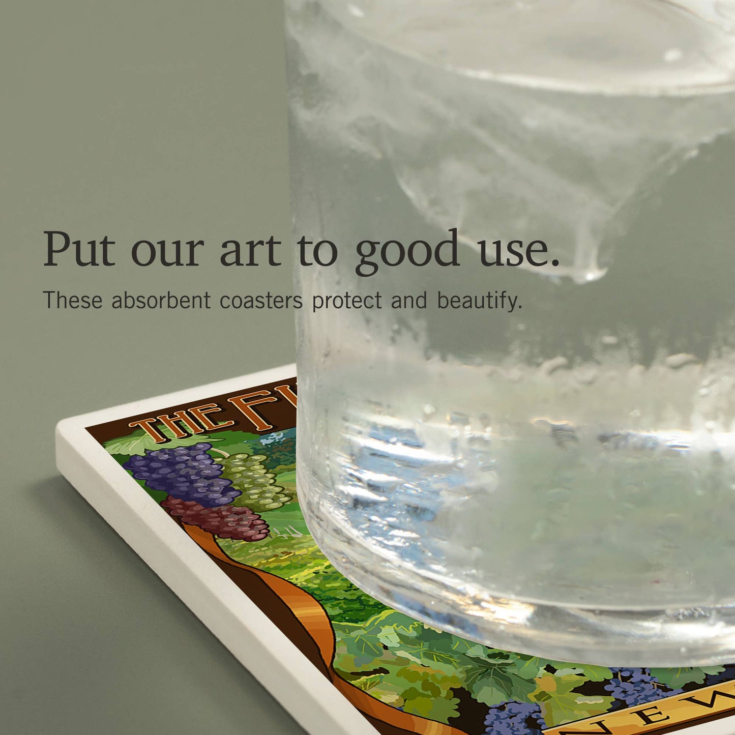 Finger Lakes Vineyard Ceramic Coasters