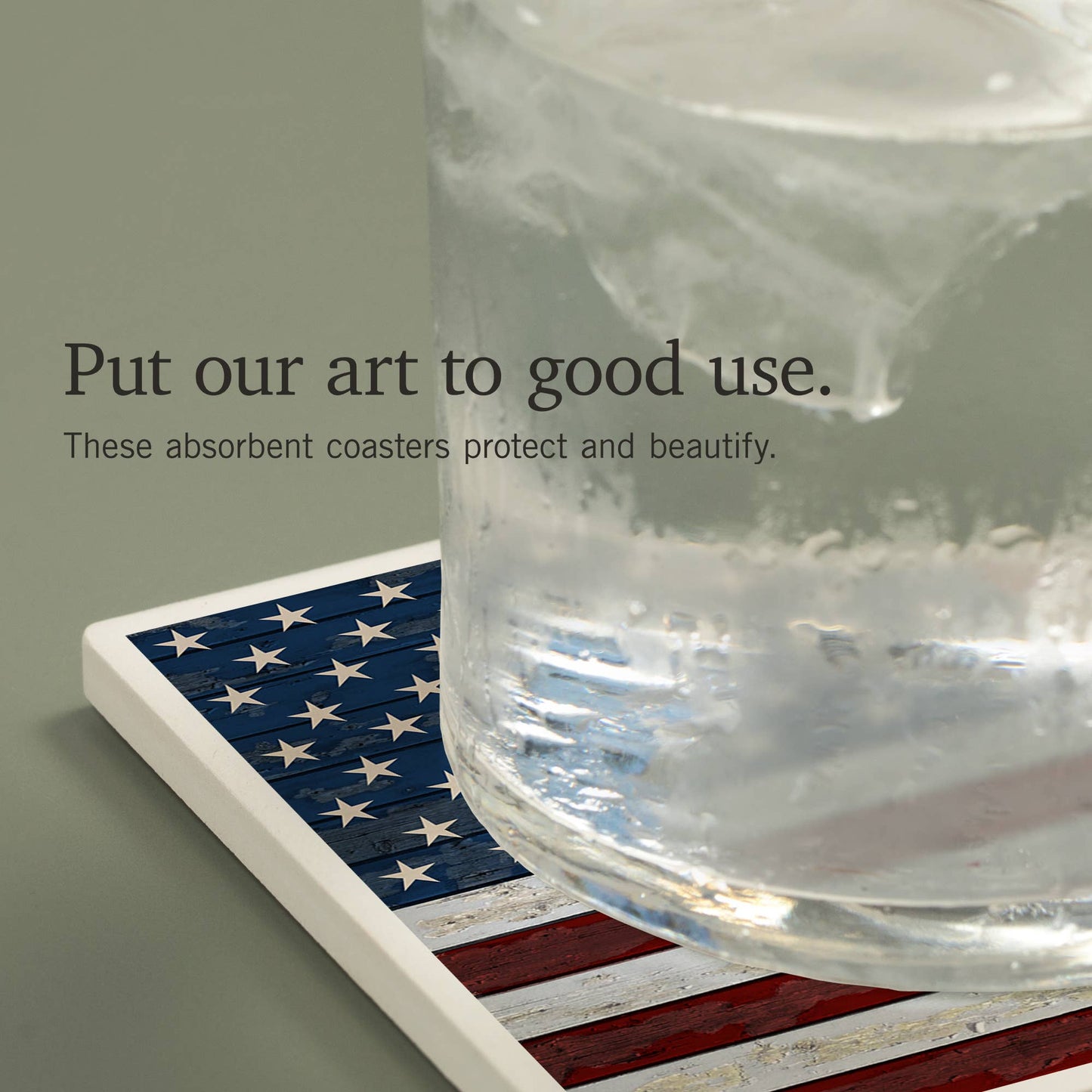 CERAMIC COASTER Distressed American Flag