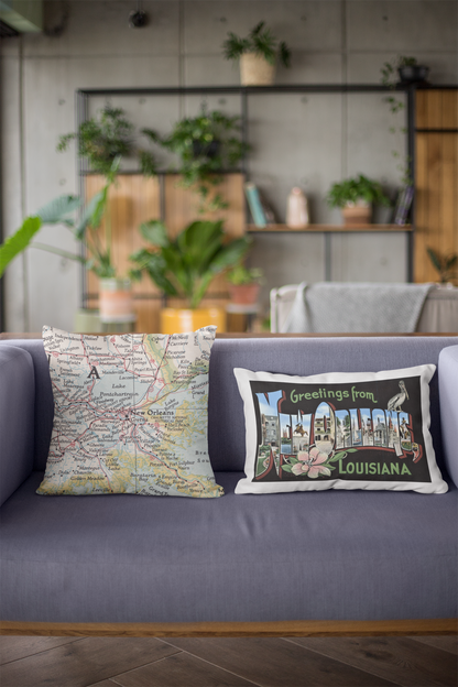 Seneca Lake New York Vintage Map Pillow
