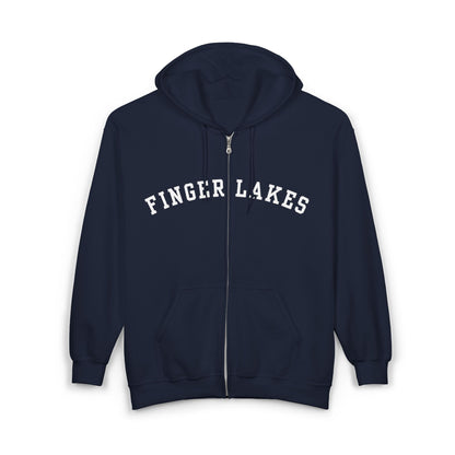 Finger Lakes Unisex Zip Hoodie, Cozy Sweatshirt for Outdoor Adventures, Perfect Gift for Nature Lovers, Casual Wear, Travel Souvenir
