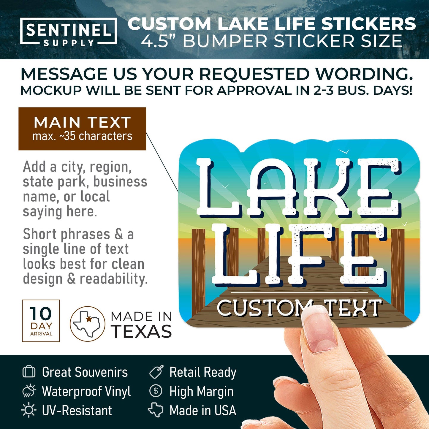 Custom Lake Life Sticker - Large Outdoors Name Drop Decal