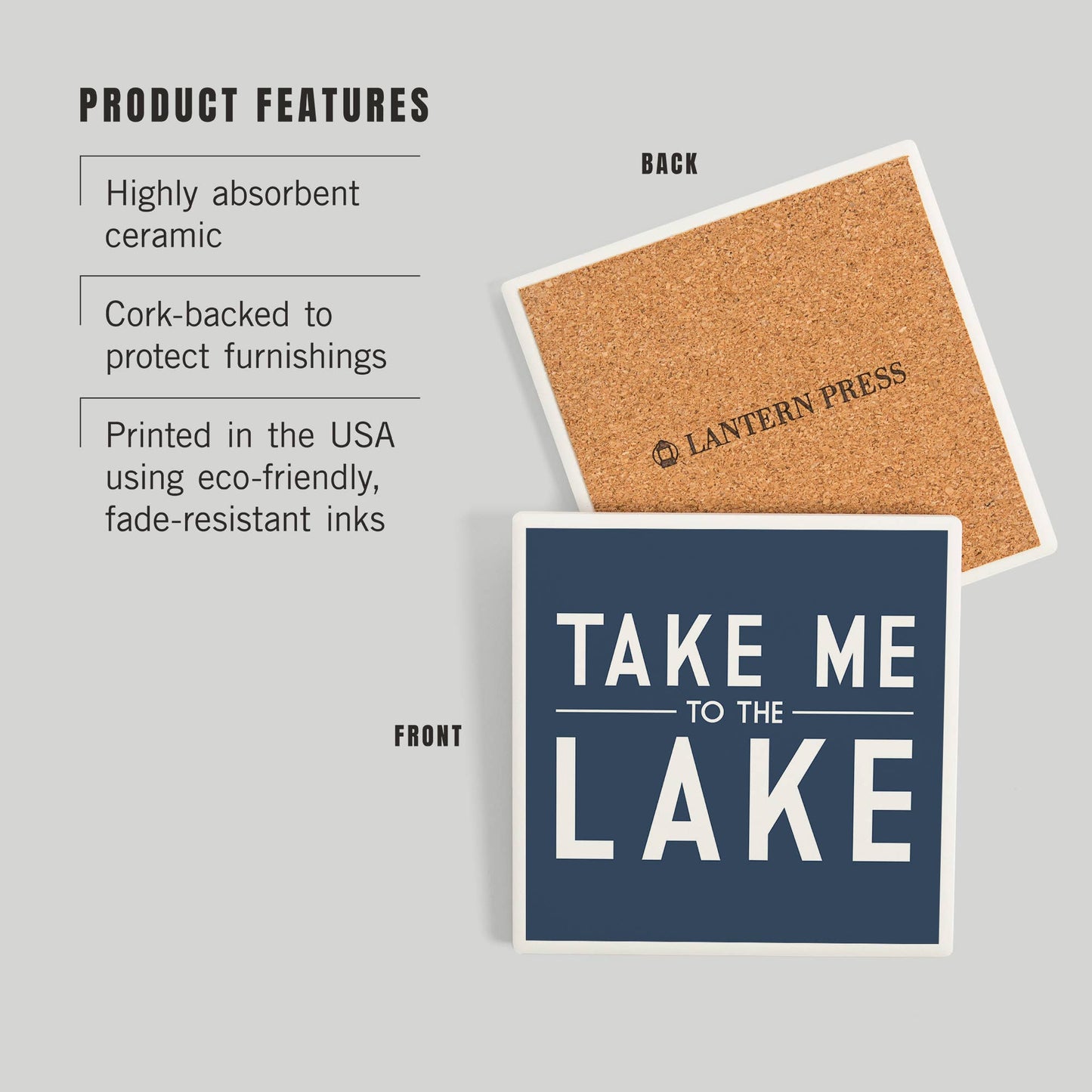 CERAMIC COASTER Take Me to the Lake, Simply Said (Navy)