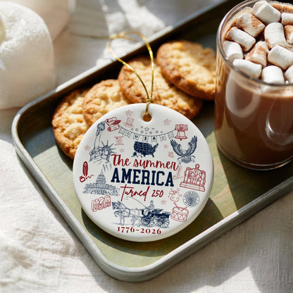 USA 250th Anniversary Ceramic Ornament, Patriotic Ornament