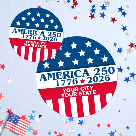 Geneva NY Circle Flag Souvenir Stickers for America 250