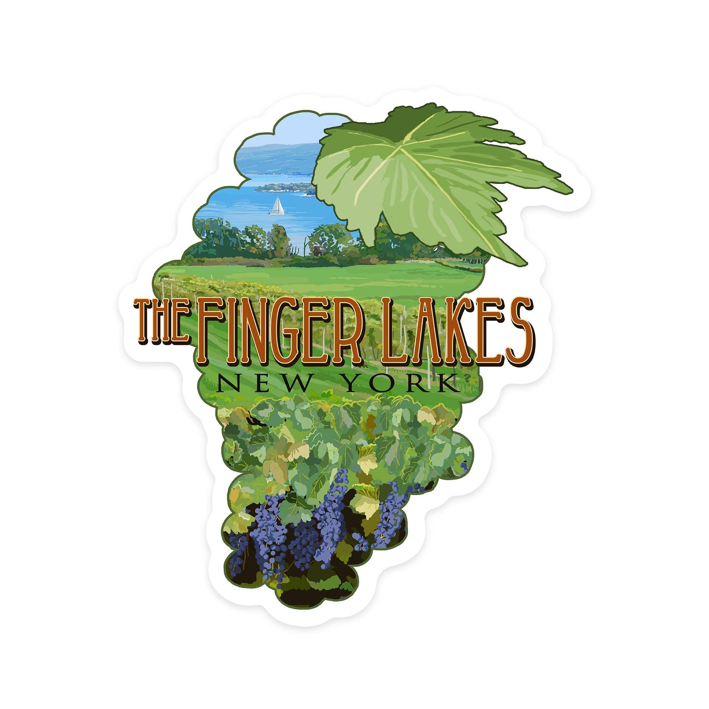STICKERS Finger Lakes, New York, Vineyard Scene