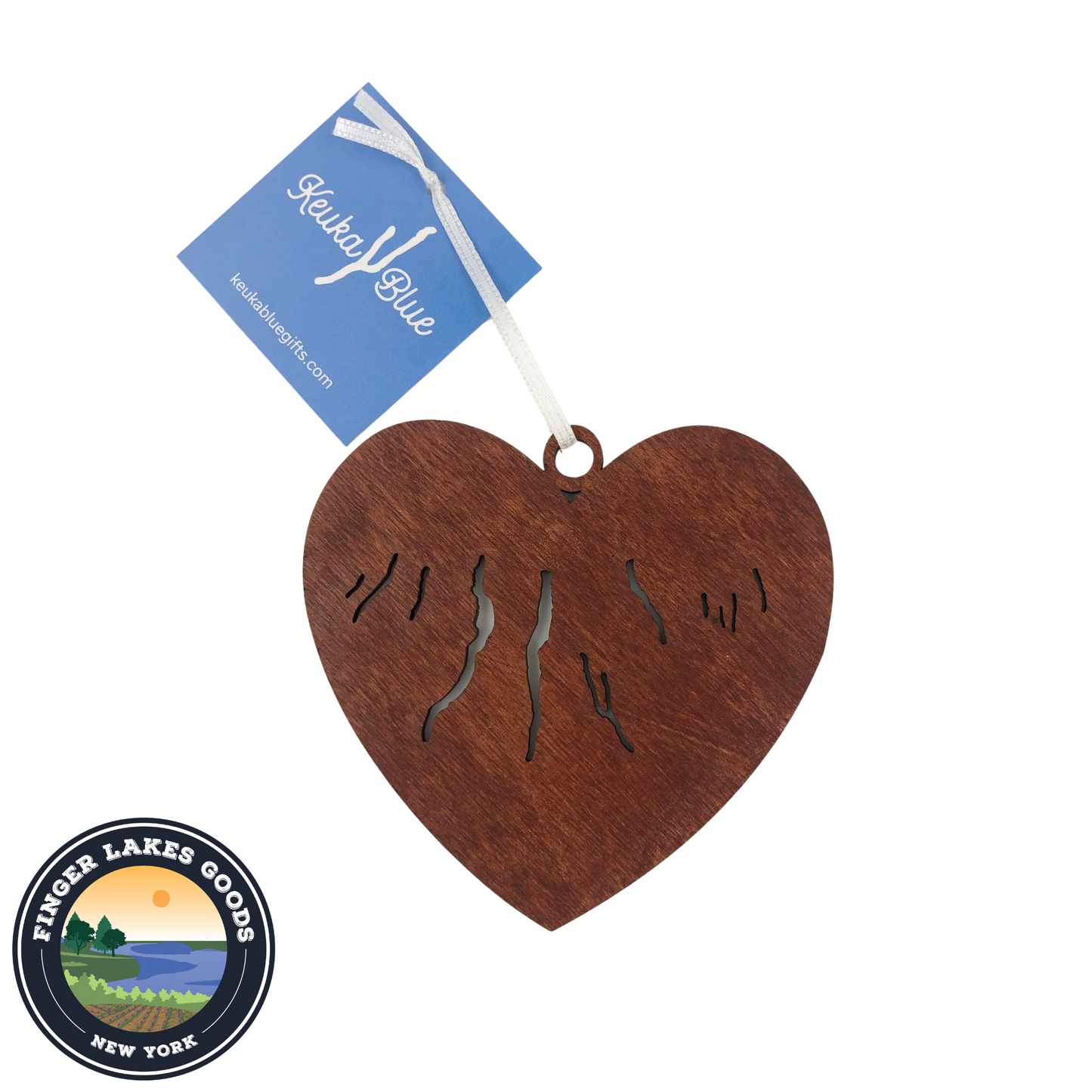 Finger Lakes Heart Wooden Ornament