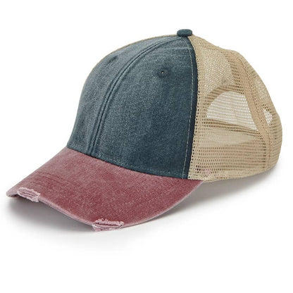 Finger Lakes Distressed Trucker Hat - Chainstitch Embroidery