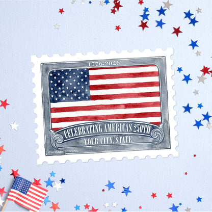 America 250 Flag Stamp Geneva Sticker