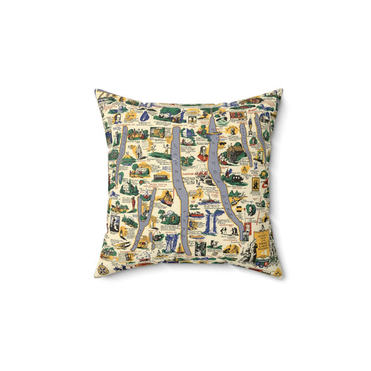 Finger Lakes New York Map Throw Pillow