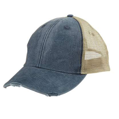 Finger Lakes Distressed Trucker Hat - Chainstitch Embroidery