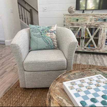 Seneca Lake New York Vintage Map Pillow