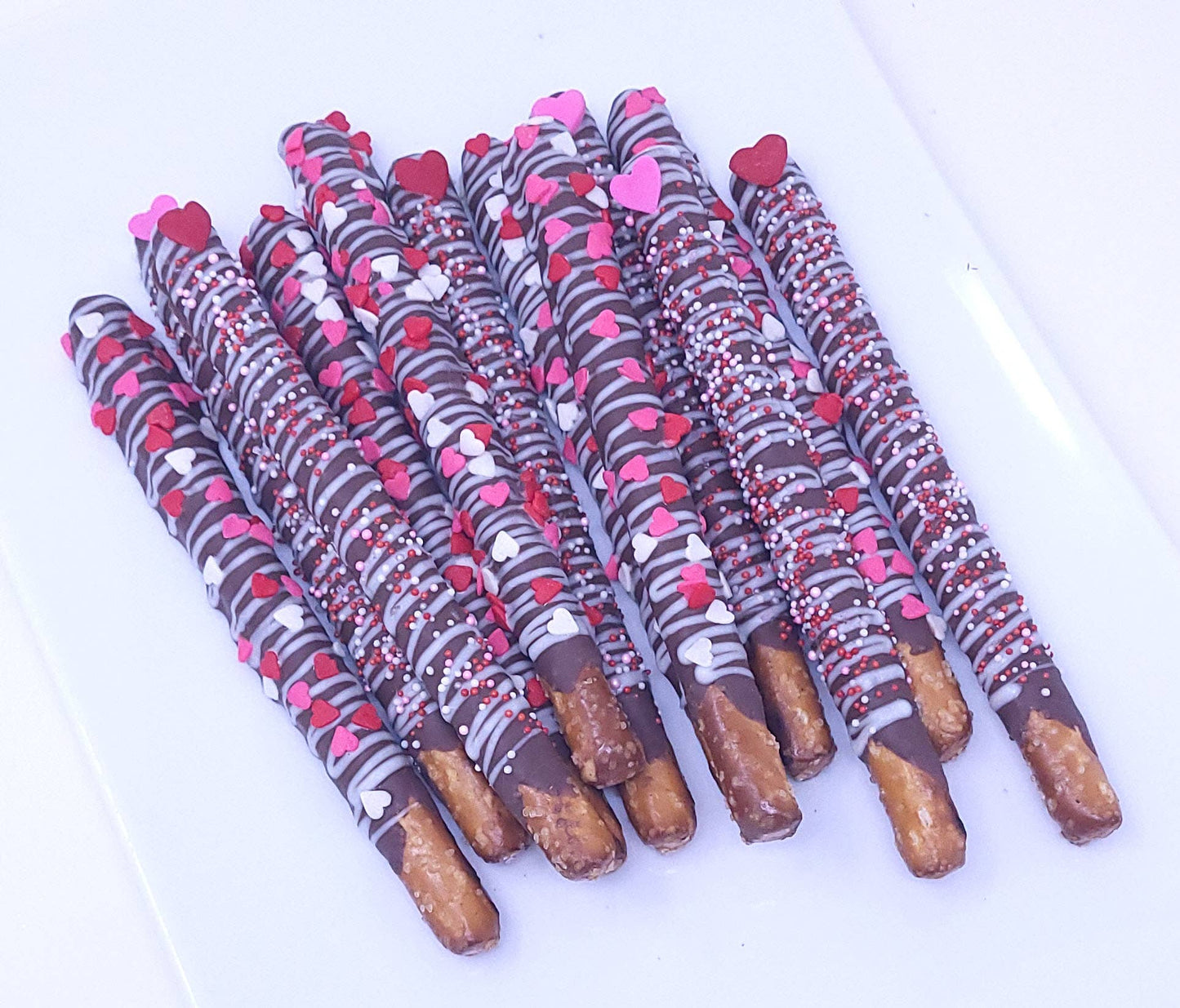 Chocolate Dipped Pretzel Rods - Valentine's Day