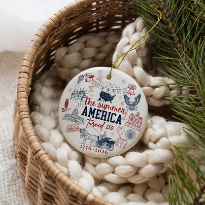 USA 250th Anniversary Ceramic Ornament, Patriotic Ornament