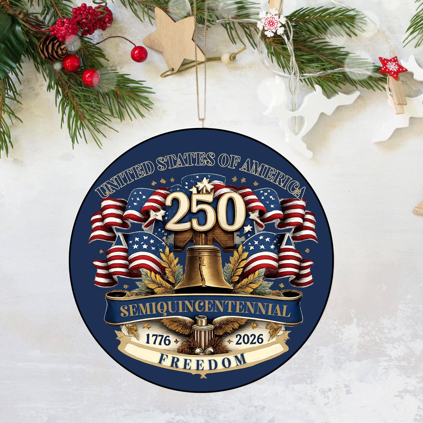 USA 250th Anniversary Ornament, 1776-2026 Patriotic Ornament