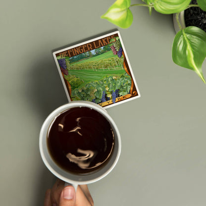 Finger Lakes Vineyard Ceramic Coasters