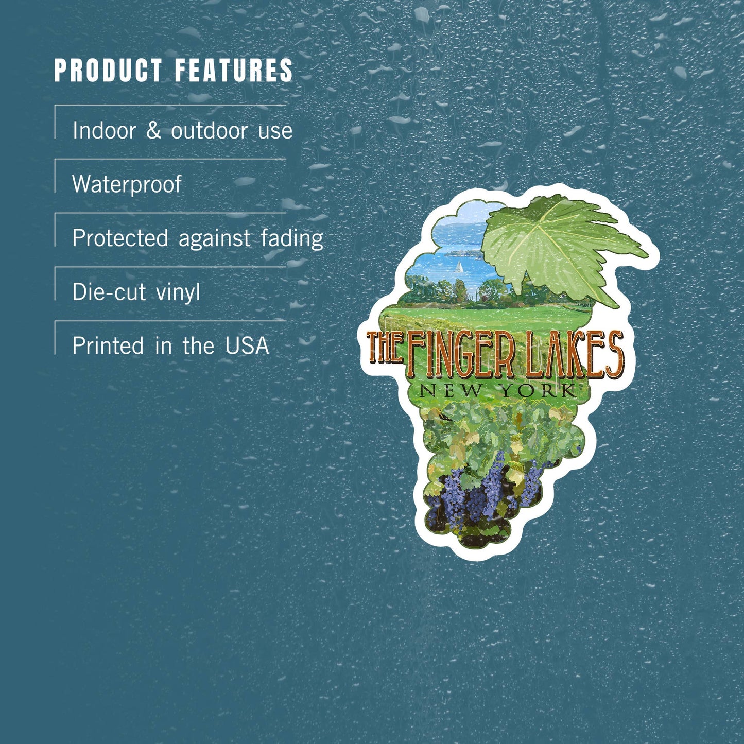 STICKERS Finger Lakes, New York, Vineyard Scene