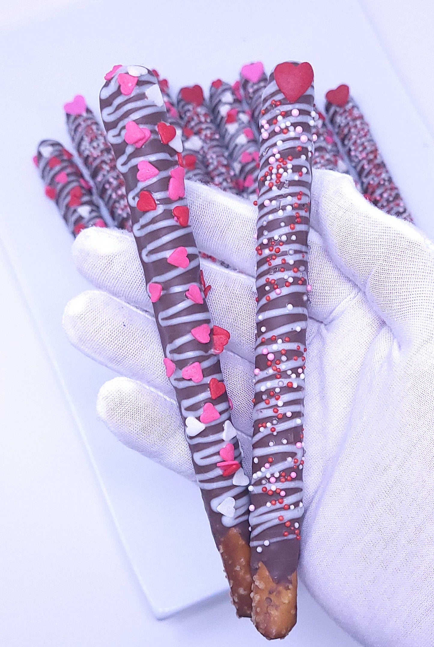 Chocolate Dipped Pretzel Rods - Valentine's Day