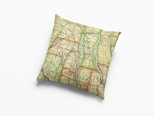 Seneca Lake New York Vintage Map Pillow