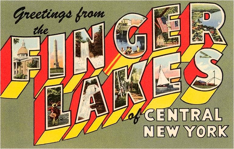 Greetings from the Finger Lakes Blue Print (12.5"x18")