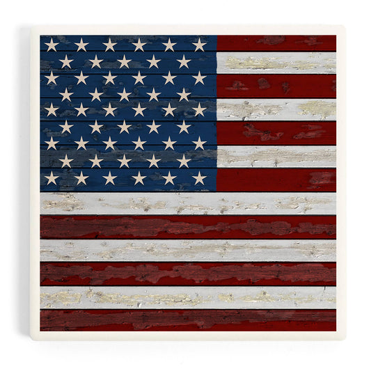 CERAMIC COASTER Distressed American Flag