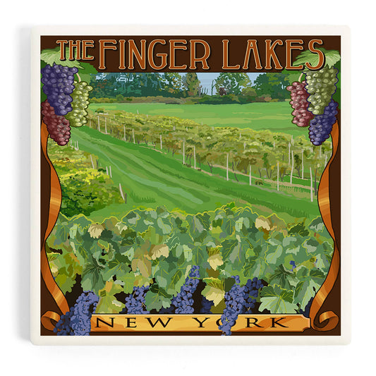 Finger Lakes Vineyard Ceramic Coasters