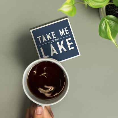 CERAMIC COASTER Take Me to the Lake, Simply Said (Navy)