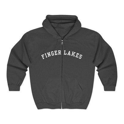 Finger Lakes Unisex Zip Hoodie, Cozy Sweatshirt for Outdoor Adventures, Perfect Gift for Nature Lovers, Casual Wear, Travel Souvenir