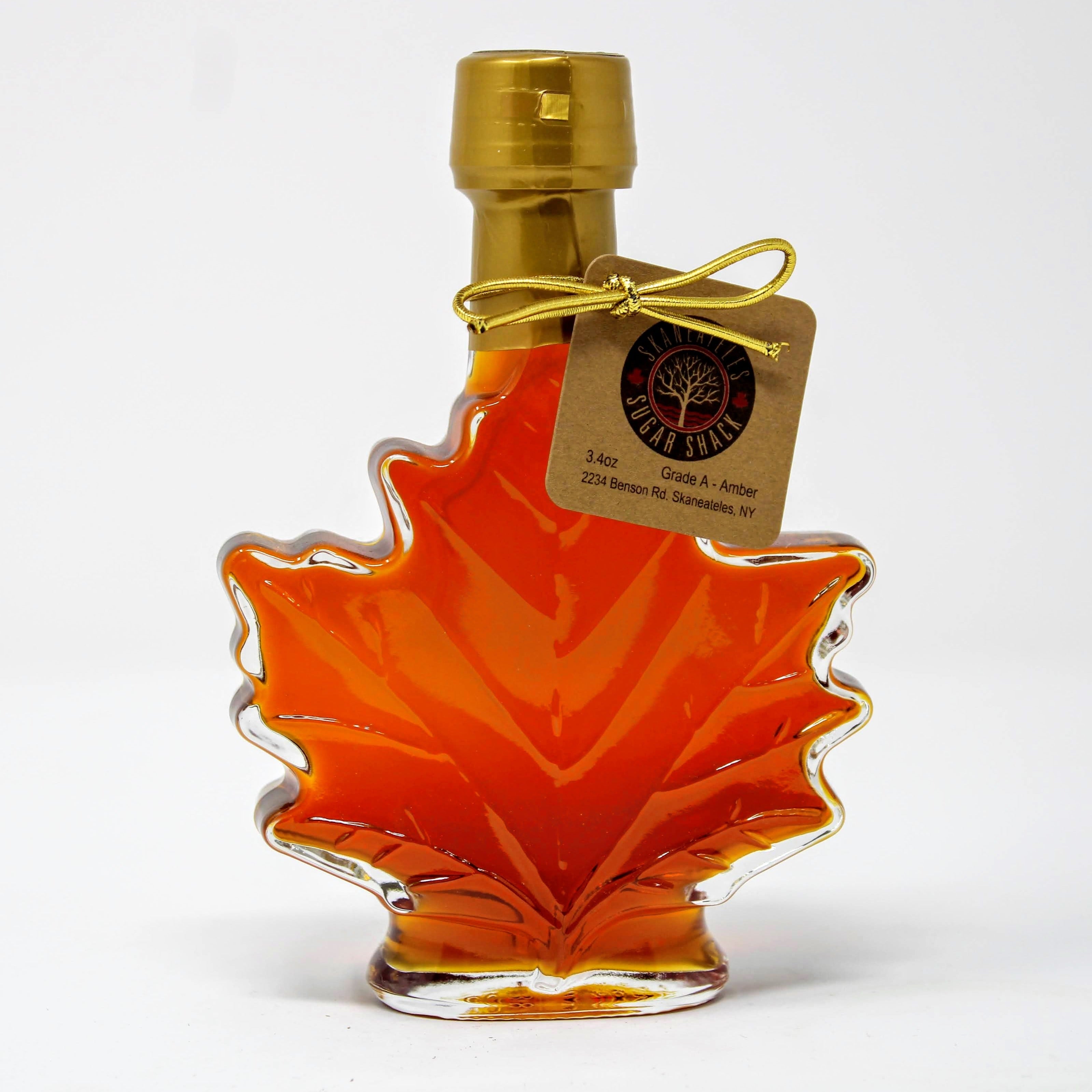 Skaneateles Sugar Shack 100% Pure Maple Syrup (3.4 oz Glass Leaf)