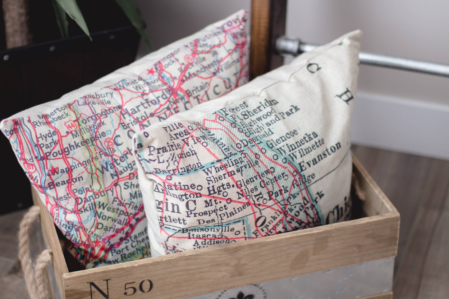 Seneca Lake New York Vintage Map Pillow