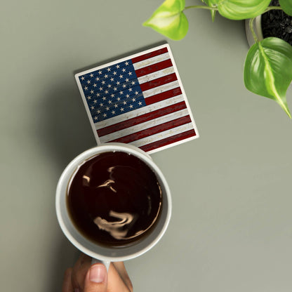 CERAMIC COASTER Distressed American Flag