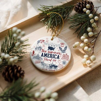 USA 250th Anniversary Ceramic Ornament, Patriotic Ornament