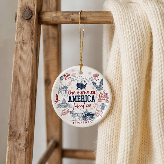 USA 250th Anniversary Ceramic Ornament, Patriotic Ornament