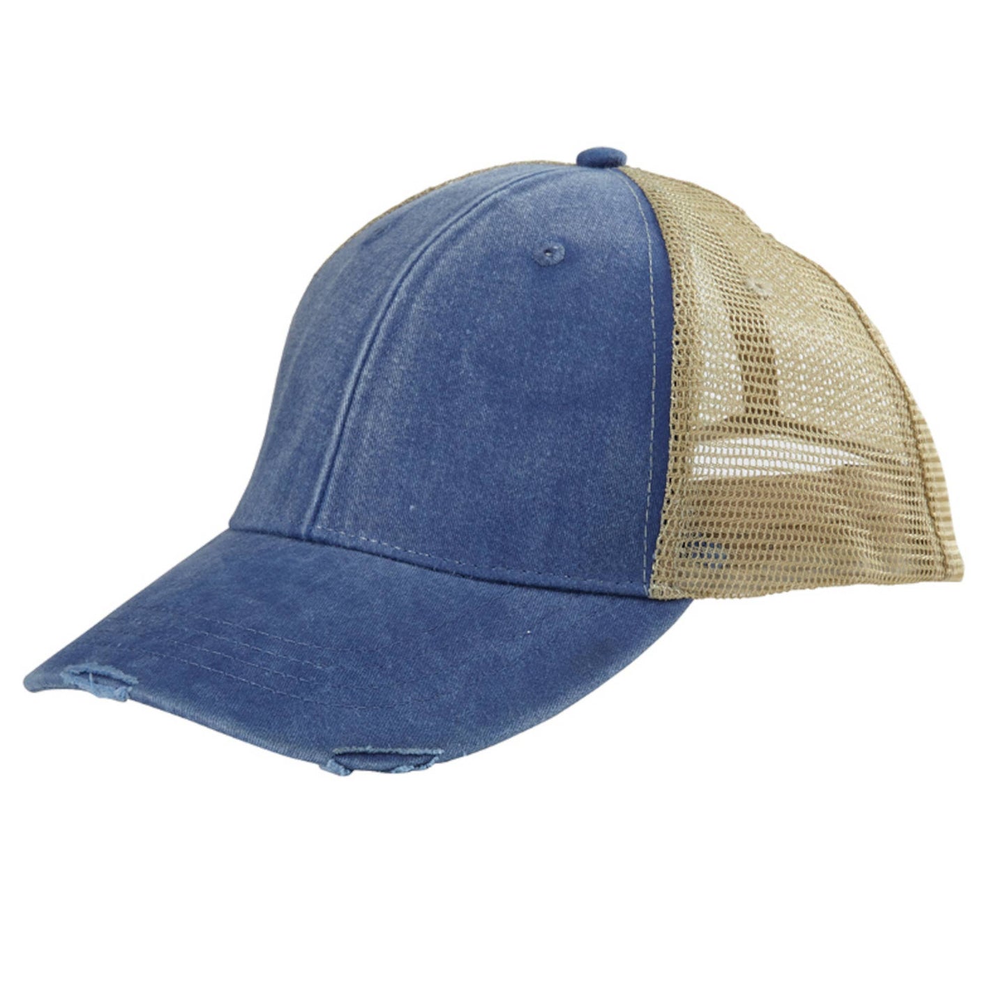 Finger Lakes Distressed Trucker Hat - Chainstitch Embroidery