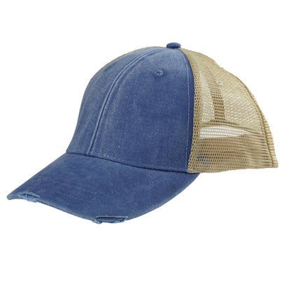Finger Lakes Distressed Trucker Hat - Chainstitch Embroidery