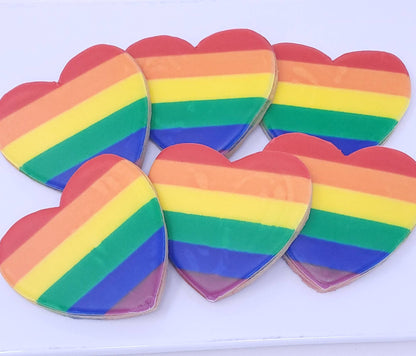 Rainbow Heart Royal Iced Cookies