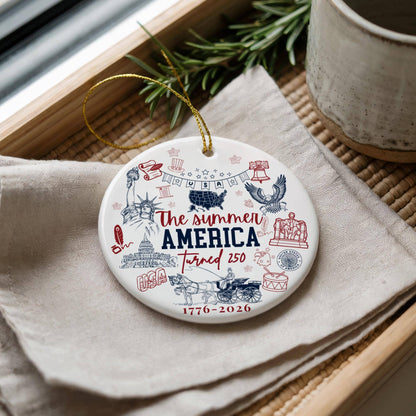 USA 250th Anniversary Ceramic Ornament, Patriotic Ornament