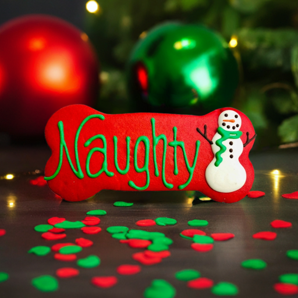 6" Dog Cookie | Naughty | Dog Treats | Christmas