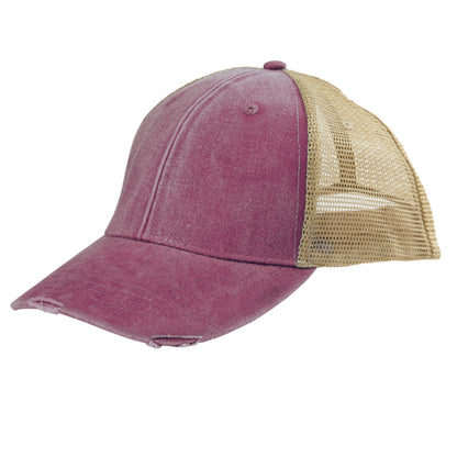 Finger Lakes Distressed Trucker Hat - Chainstitch Embroidery