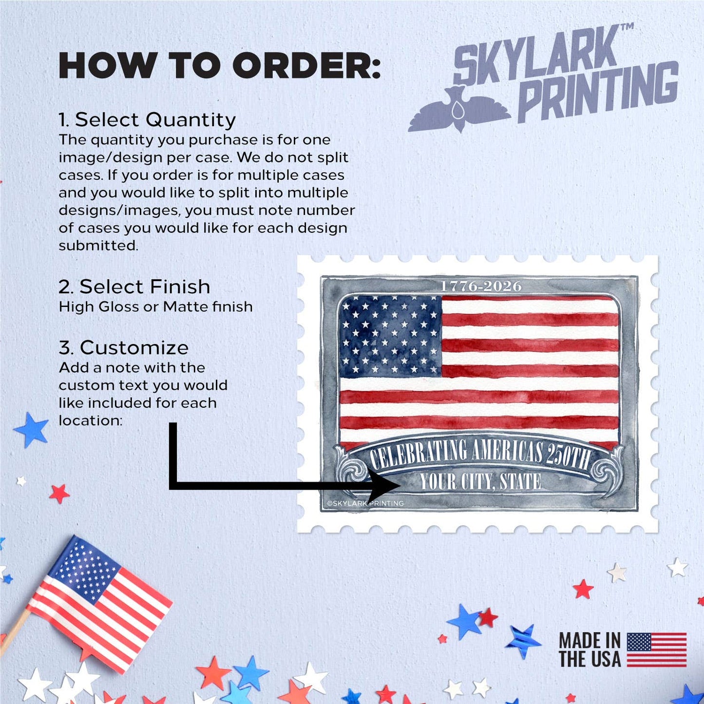 America 250 Flag Stamp Geneva Sticker