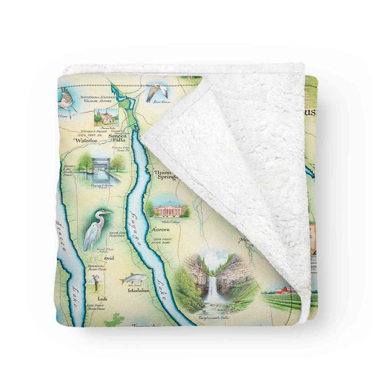 Finger Lakes Fleece Blanket (Hand-Drawn Art)