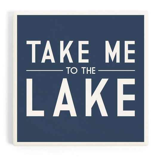 CERAMIC COASTER Take Me to the Lake, Simply Said (Navy)
