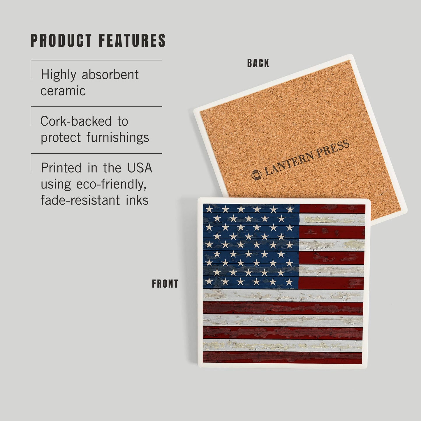 CERAMIC COASTER Distressed American Flag