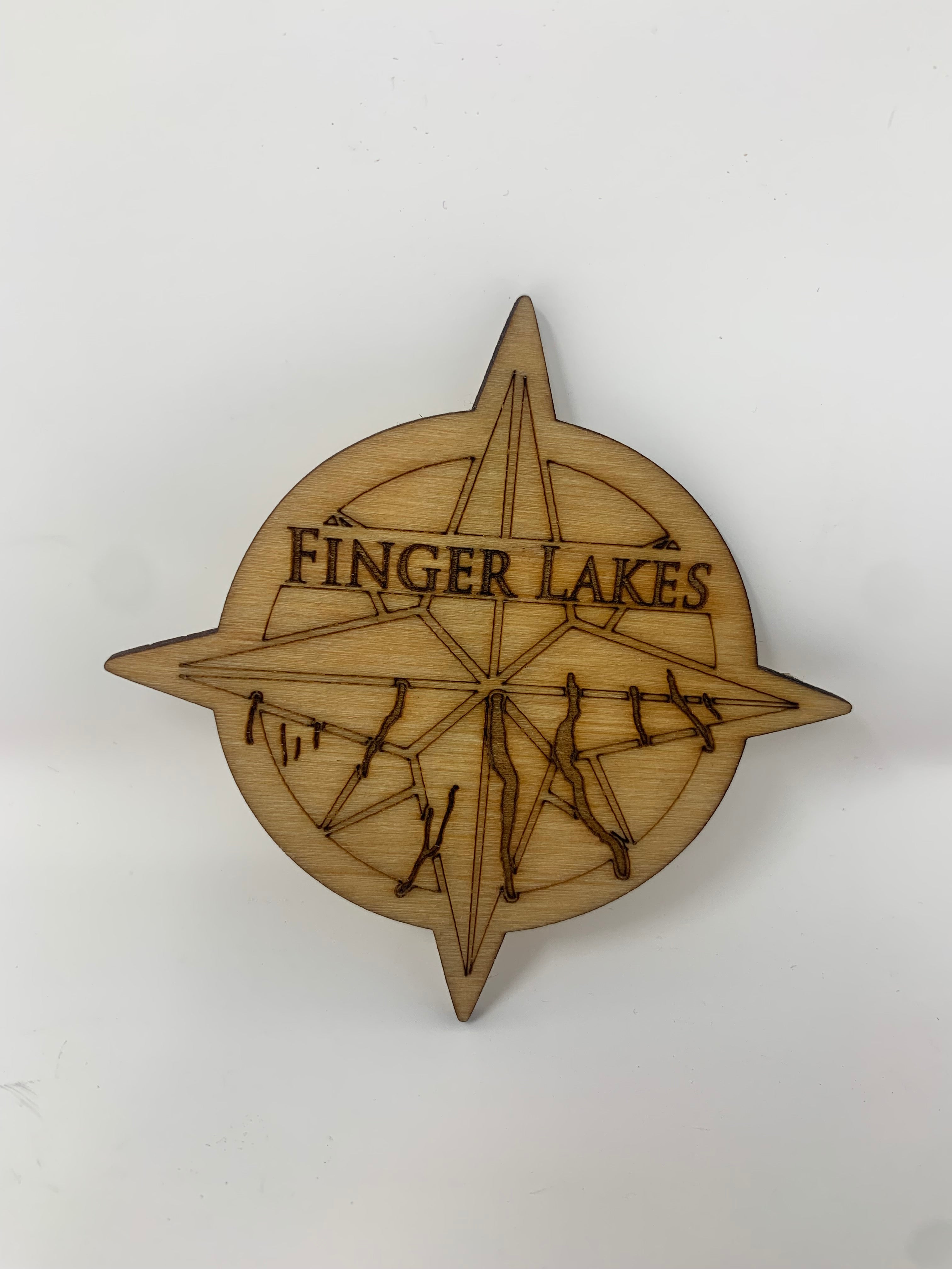 Wooden Finger Lakes Compass Magnet