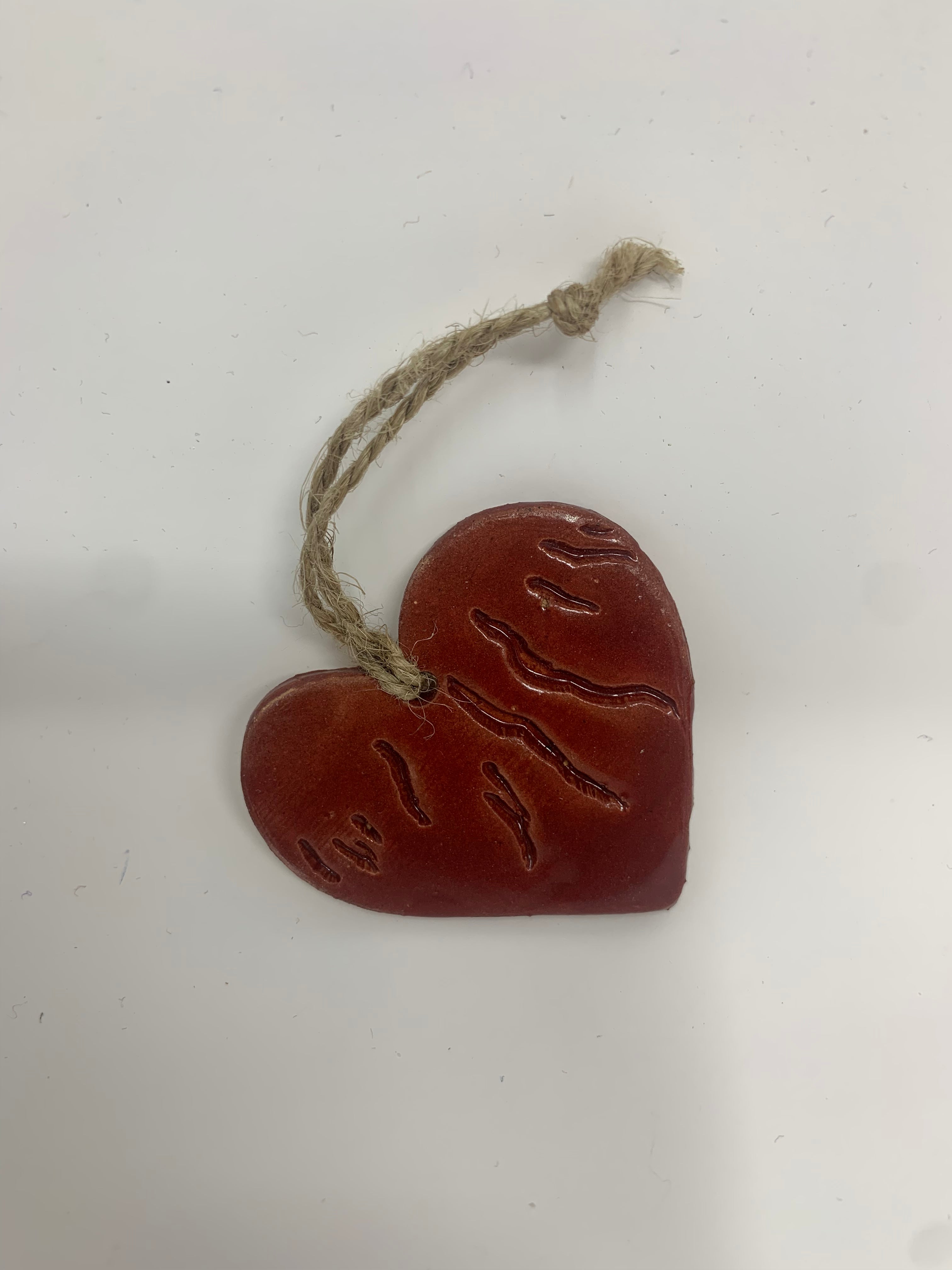 Finger Lakes Heart Pottery Ornaments