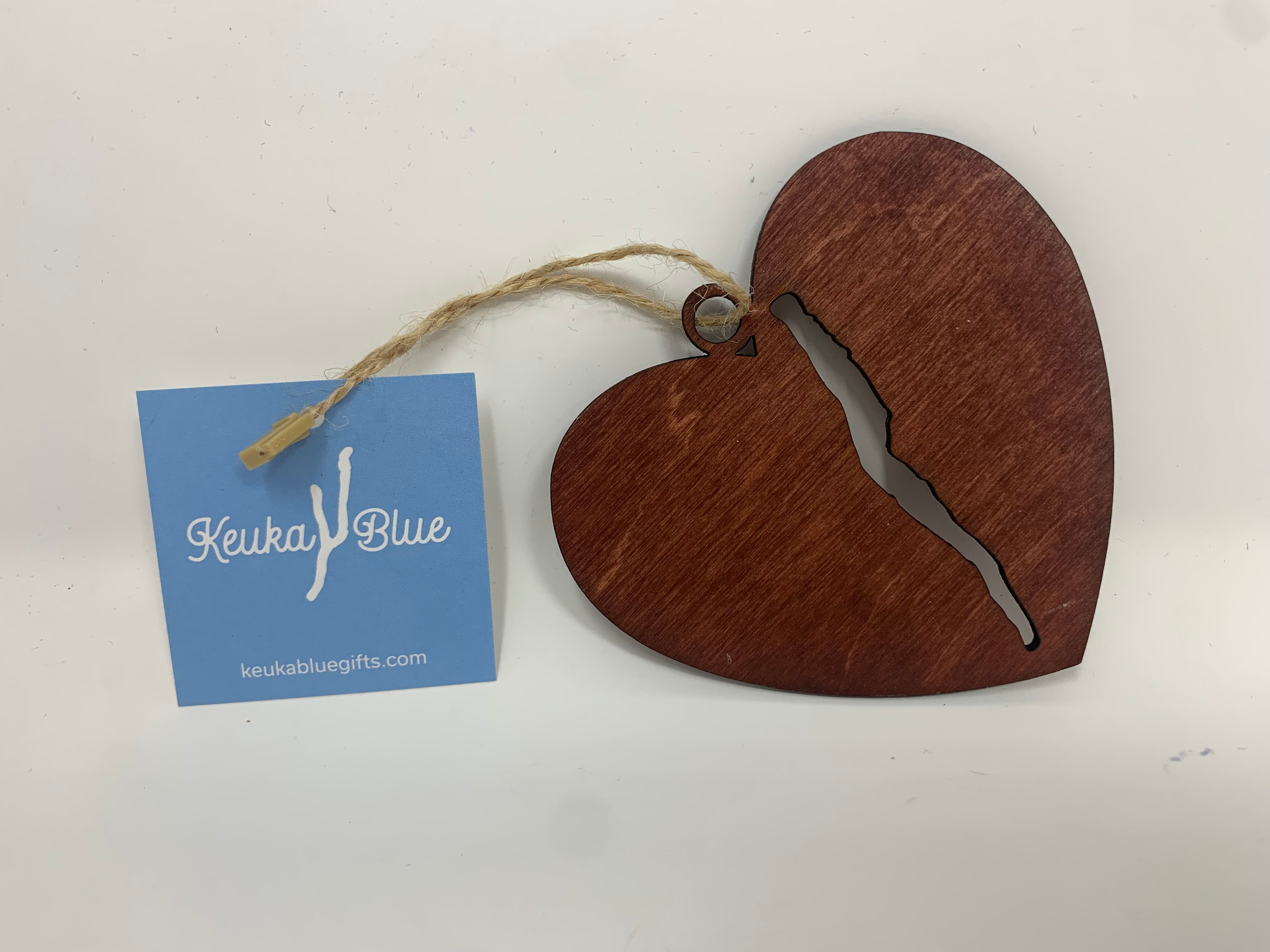 Seneca Lake Wooden Heart Ornament