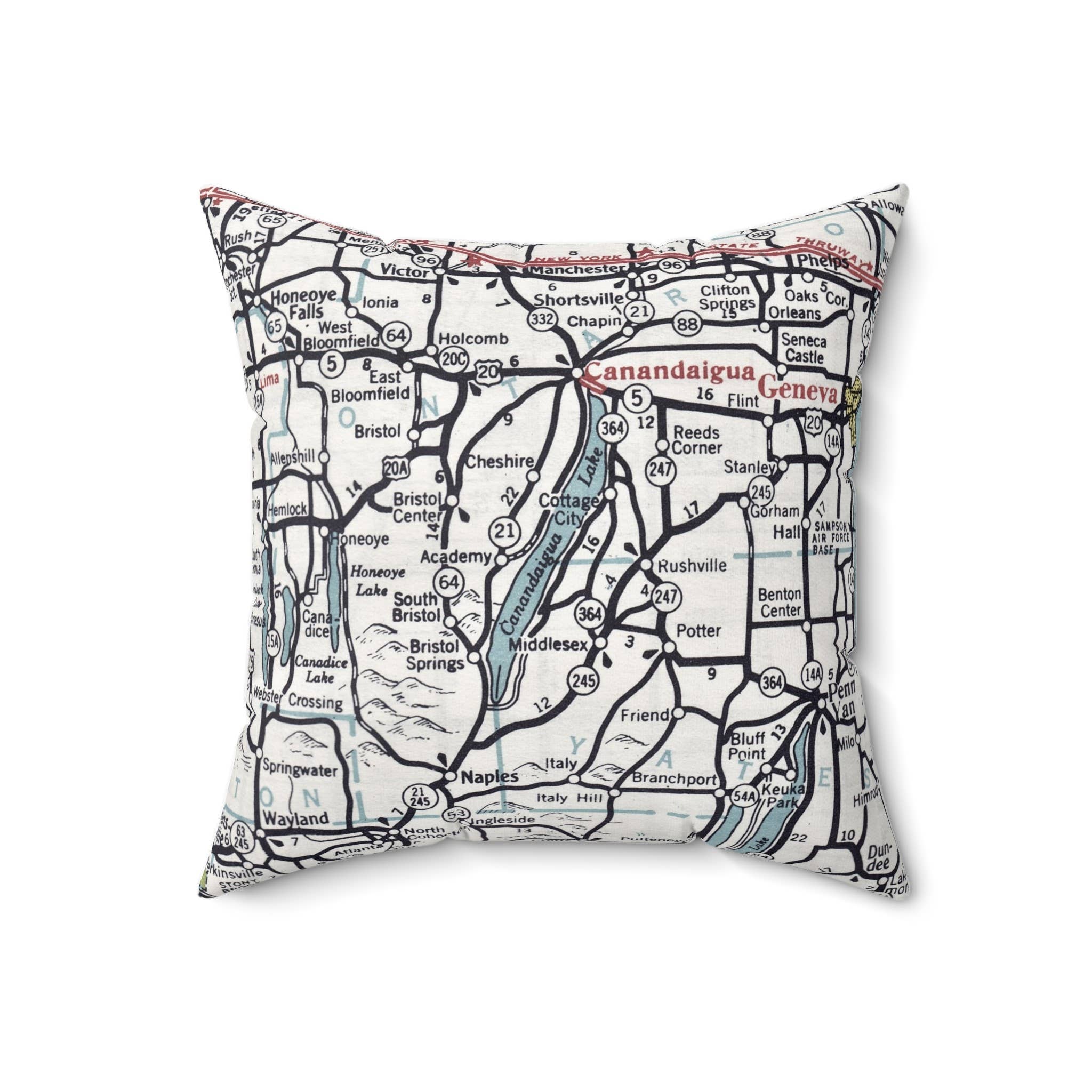 Daisy Mae Designs - Canandaigua Lake New York Map Pillow